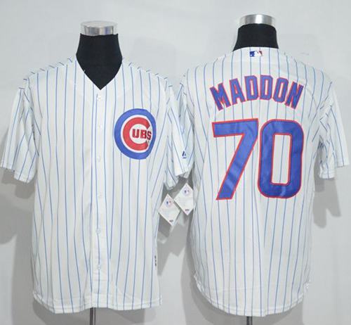 Cubs #70 Joe Maddon White(Blue Strip) New Cool Base Stitched MLB Jersey - Click Image to Close